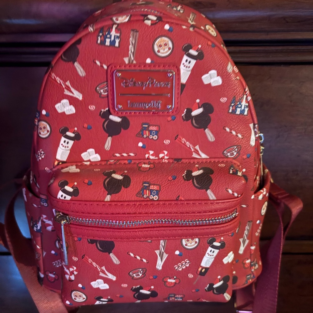 Loungefly Red Christmas Backpack.  Like new, used 1 trip